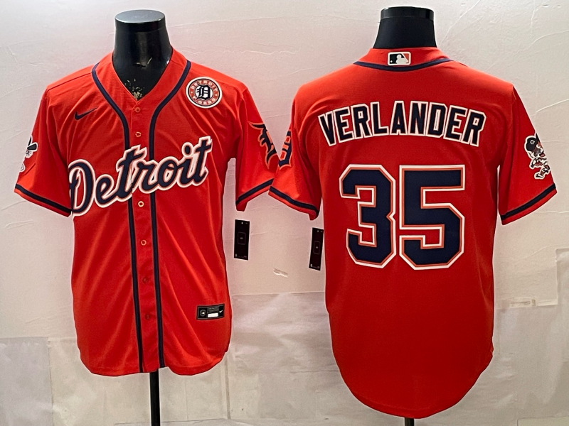 Men Detroit Tigers #35 Verlander orange Game Nike MLB Jersey0321008->->MLB Jersey